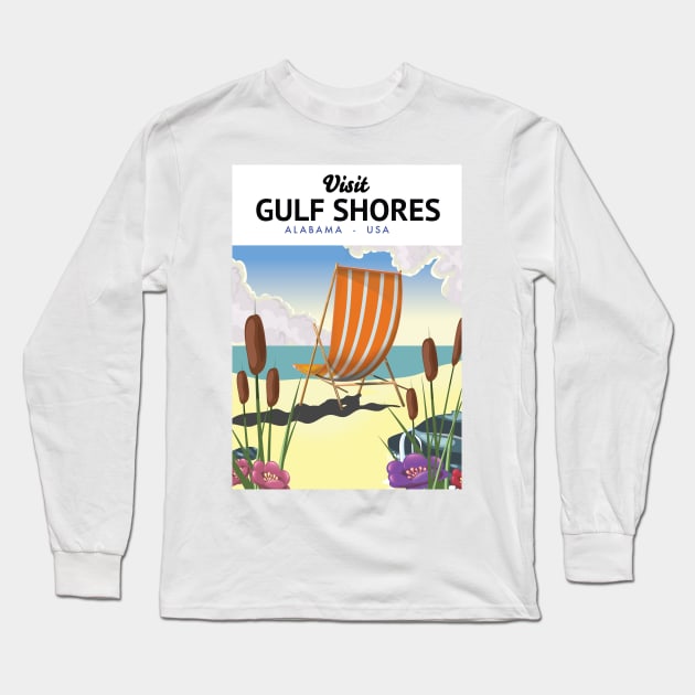 Gulf Shores Alabama beach poster Long Sleeve T-Shirt by nickemporium1